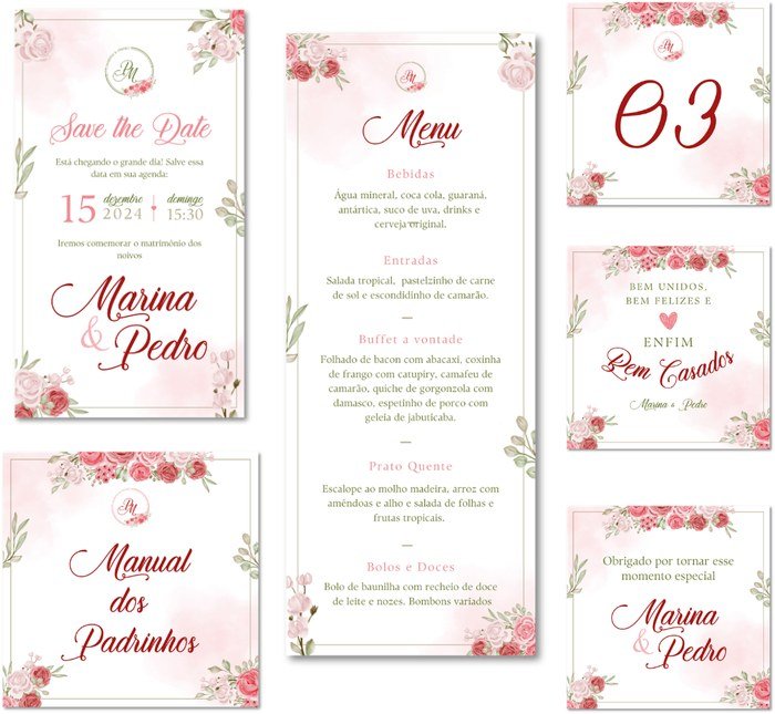 Aplicações da identidade visual de casamento